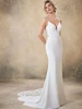 Front view of Morilee Rasia 5773 crepe fit and flare wedding dress