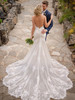 Back view D2770 dress with low open back and lace train