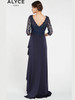 Open lace back and soft train complete this graceful and refined evening gown
