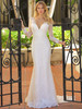 Sheath V-neck, sequin wedding dress  with long sleeves and a key-hole back Randy Fenoli Alex