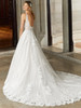 Back view Sansa 2130 open back wedding dress with lace train