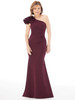 Front view of wine Morilee 72235 one-shoulder mother dress