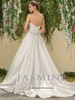 Back view F181008 covered buttons and full satin skirt dress