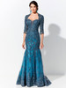 Ivonne D 120D05 Deep Ocean lace mother of the bride gown front view