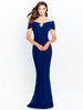 Front view of Montage 120905 navy blue stretch crepe mother of the bride dress