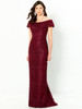 Front view of Montage 220947 wine lace mother of the groom dress