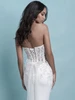 Back detail of 9776 lace bodice and fitted crepe dress