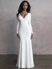 Front view of Allure Bridals 9801 long sleeve wedding dress