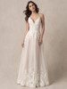 Front view of 9856 floral lace A-line skirt dress