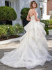 Back view F221067 ruffled skirt and semi cathedral train dress
