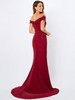 Back view of Montage 221964 Bordeaux fitted chiffon mother dress with chapel train