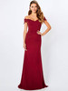 Front view of Montage 221964 Bordeaux chiffon mother of the bride dress with lace appliqués