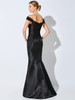 Back view of Ivonne D 221D51 black Mikado sheath gown without overskirt