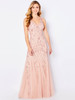 Blush gown with delicate vine beading and sheer overlay for soft, romantic shimmer