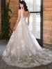 Back view D3358 sleeveless floral lace wedding dress with train