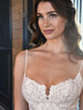 Close-up view D3458 beaded straps and floral lace bodice wedding dress