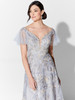 Close-up front view of Ivonne D 122D63 V-neck bodice with detachable flutter sleeves