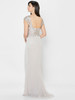 Back view of Montage 122905 mink chiffon mother dress with lace cap sleeves