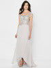 Front view of Montage 122905 mink chiffon mother of the bride dress with lace bodice