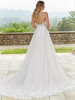 Back view Dina 2404 crystal beaded strap wedding dress with chapel train