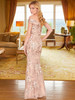 Back view of blush Morilee 72506 fitted lace mother dress