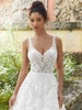 Bodice detail Felicia 2466 sheer V-neck lace wedding dress