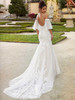 Back view Floriana 2469 low back Alencon lace wedding dress