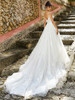 Back view Filippa 2474 V-back embroidered lace wedding dress