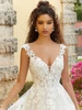 Bodice detail Fiorenza 2476 floral lace cap sleeve wedding dress