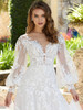 Bodice detail Fleur 2477 sweetheart neckline bishop sleeve wedding dress