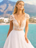 Short Sleeved Lace Bodice Pronovias Wedding Gown Saturn