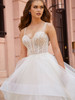 Front detail Janine 2510 beaded corset bodice and triple strap dress