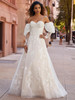 Full front view Janice 2512 detachable sleeve ball gown dress