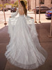 Back view Josephine 2518 low scoop back and lace train dress