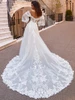 Back view Jeanette 2523 botanical embroidered lace and sweeping train dress