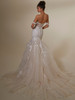 Back view Marceline 2532 tiered tulle skirt and embroidered lace train dress