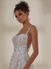 Side view Meredith 2533 sheer mesh cut-out and embroidered lace dress