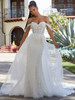 Front view Morilee Misty 2537 fit and flare wedding dress with overskirt