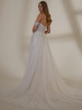 Back view Misty 2537 off-the-shoulder sleeves and flowing overskirt
