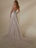 Back view of Maeve 2538 dress with covered buttons and train