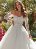 Front view of Mabel 2549 dress with detachable draped tulle sleeves