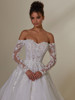 Bodice view of Mabel 2549 dress with crystal-beaded frosted lace