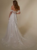 Back view of Magnolia 2550 dress with illusion back and floral train