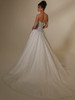 Back view of Mattea 2553 dress with drop waist and flowing train