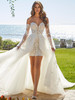 Front view of Maxine 2556 dress with overskirt and bell sleeves