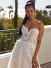 Bodice view of Magdalena 2558 dress with 3D floral appliques and beading