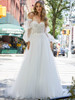 Full-length view of Janet 4103 tulle dress with detachable sleeves