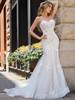 Front view of Jasmine 4114 strapless embroidered lace wedding dress