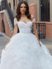 Front view of Josefina 4119 off-the-shoulder ruffle wedding dress