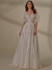Front studio view of Mallory 4129 pouf sleeve wedding dress